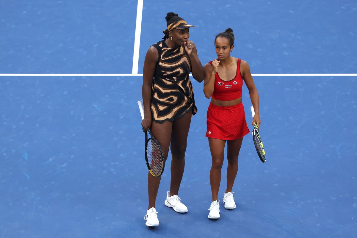 Leylah Fernandez and partner Venus Williams during their Women's Doubles Third Round match at the 2025 US Open.