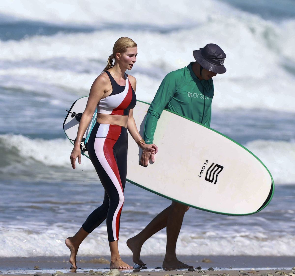 Ivanka remained determined as she navigated the powerful waves during another lesson in Costa Rica.