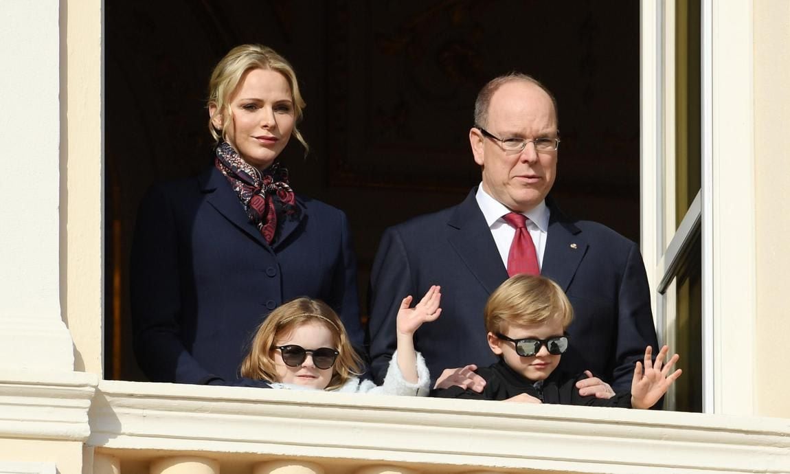 Gabriella and Jacques looked cool in their sunglasses as they waved from the balcony of the palace.