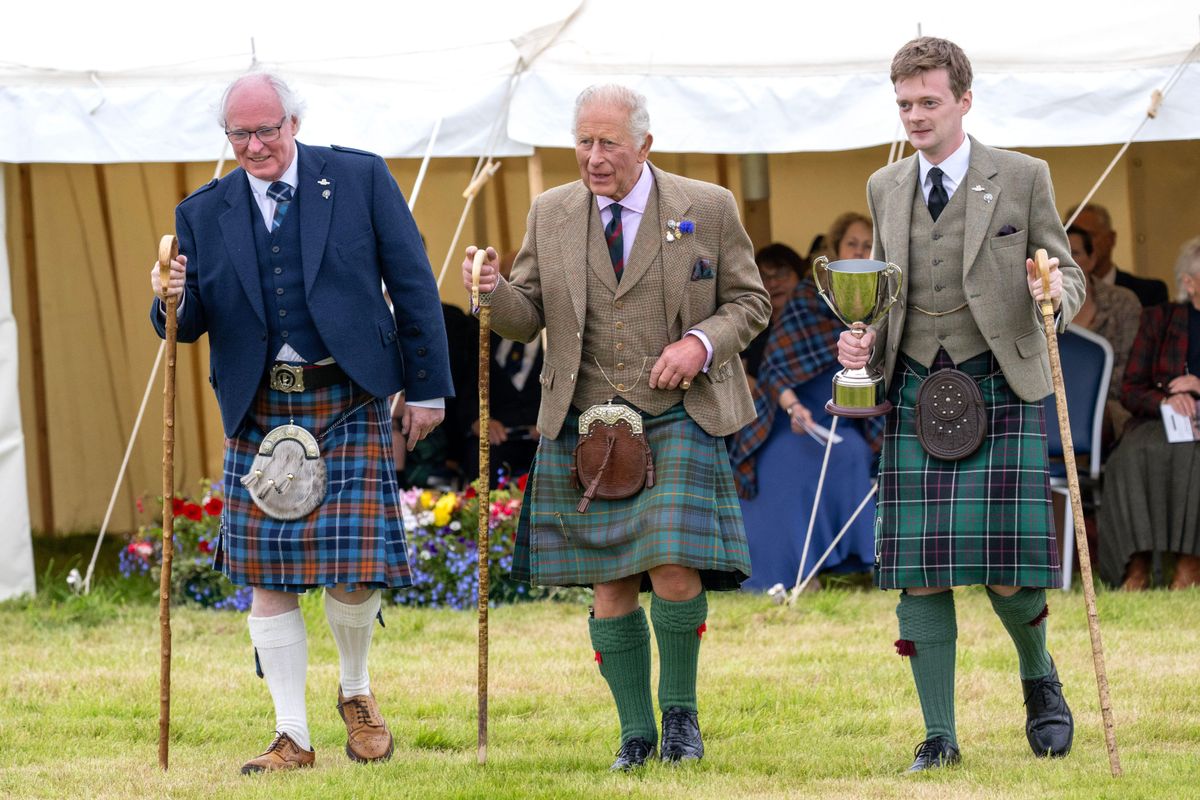 King Charles III attends the Mey Highland Games at the John O'Groats Showground in Caithness. 