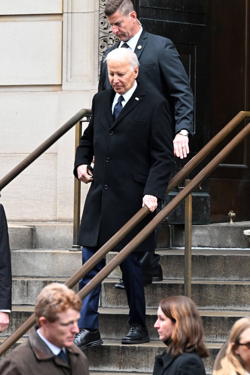 Former President Joe Biden departs the funeral of JFK s granddaughter Tatiana Schlossberg in New York. 