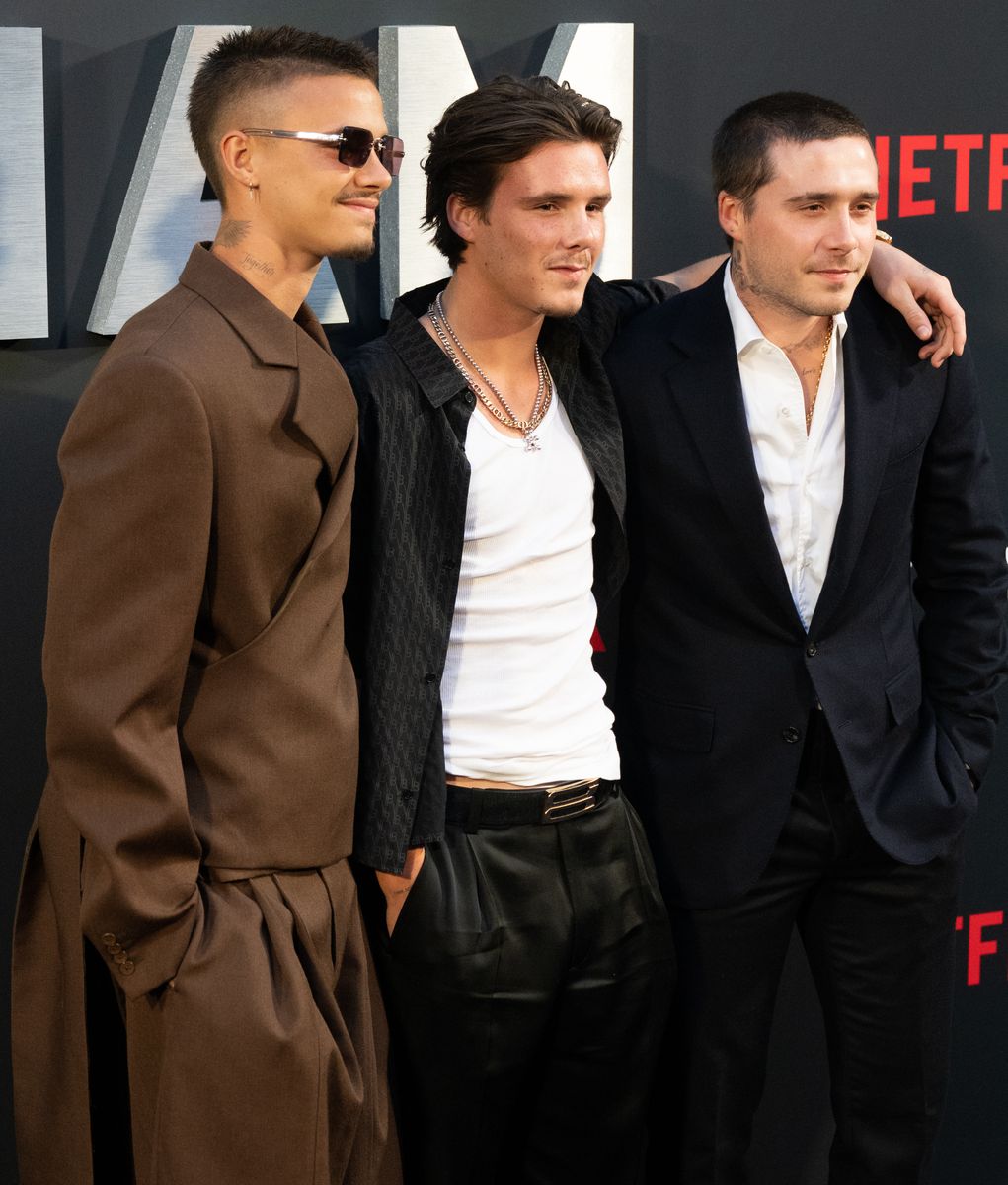 Romeo, Cruz, and Brooklyn Beckham at the premiere of the 'Brooklyn' documentary series