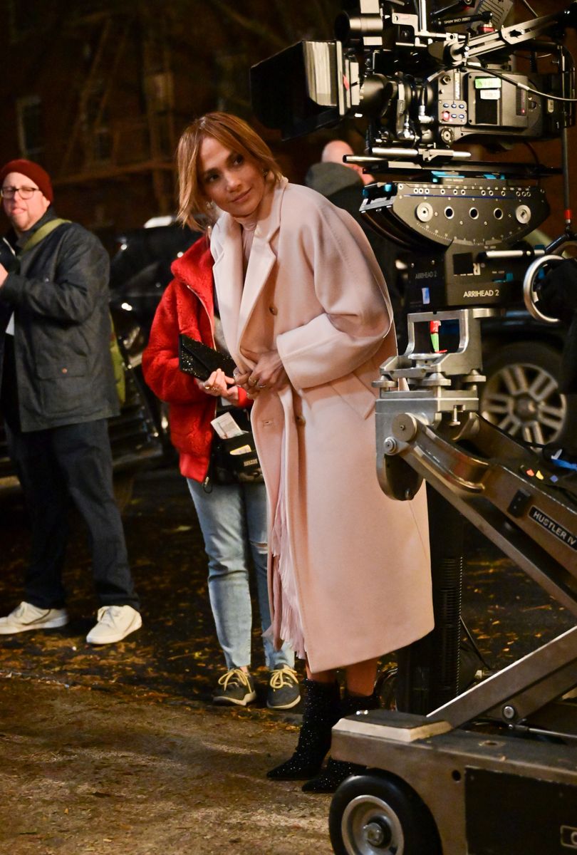 Jennifer Lopez seen filming on location for 'Marry Me' in Clinton Hill on November 15, 2019 in New York City.  (Photo by James Devaney/GC Images)