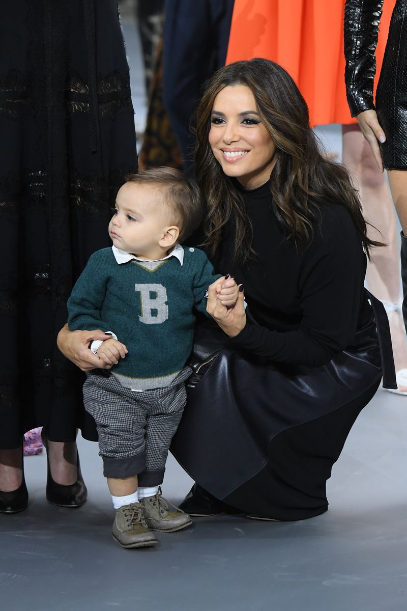 Eva Longoria and her son, Santiago, in Paris.