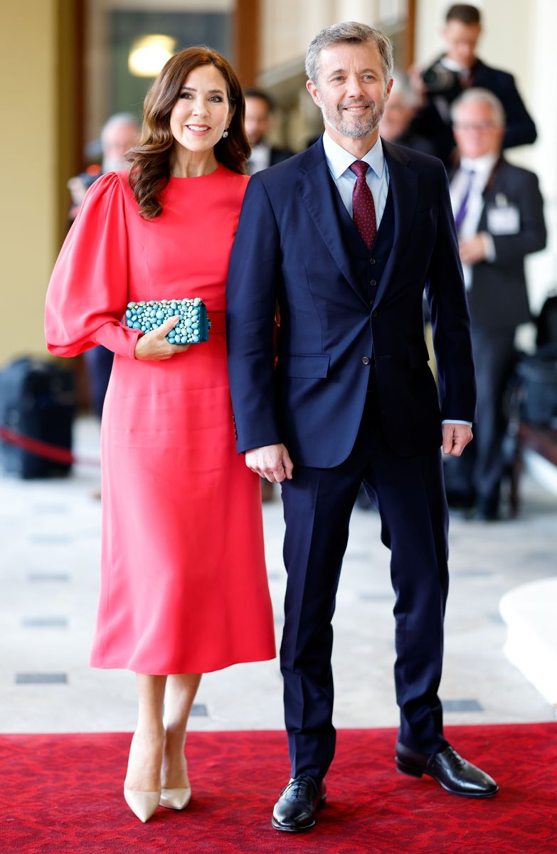 Mary wore the bright pink Andrew Gn dress to the reception for overseas guests ahead of King Charles III and Queen Camilla’s Coronation.