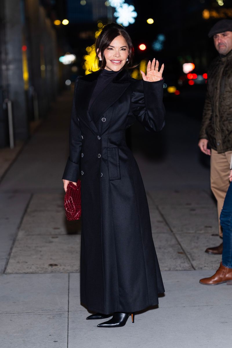 Lauren Sanchez Bezos is seen in Hudson Square on December 01, 2025 in New York City. 