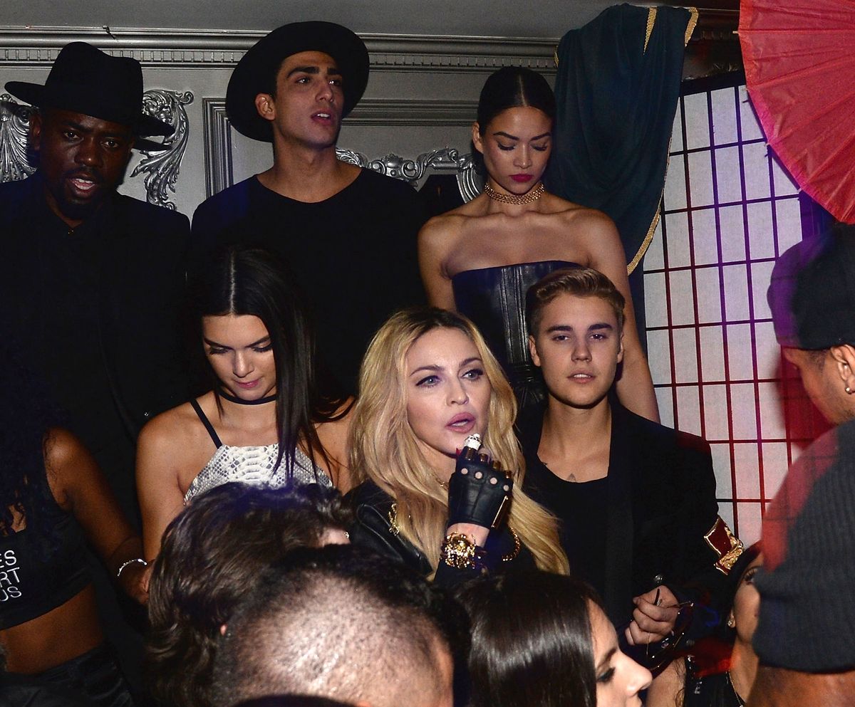 Kendall Jenner, Madonna and Justin Bieber attend Rihanna's private Met Gala after party at Up & Down on May 4, 2015 in New York City.  (Photo by Kevin Mazur/Getty Images for Up & Down)