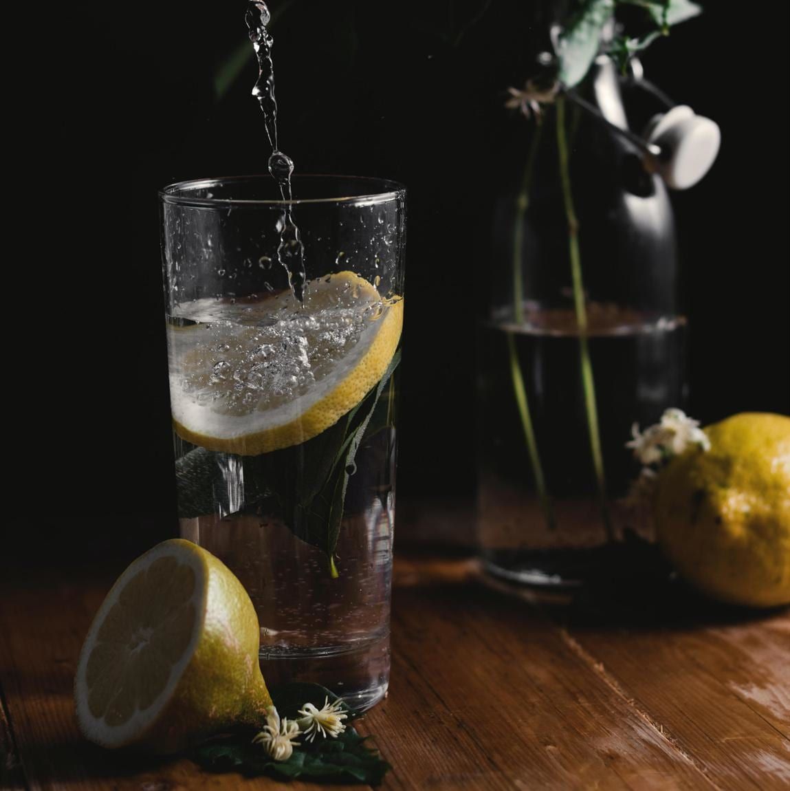 Glass of water with lime