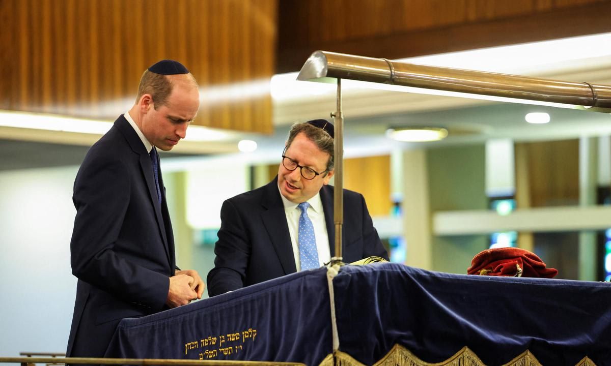 His Royal Highness' visit to the Western Marble Arch Synagogue came two days after he missed his godfather's memorial service in Windsor