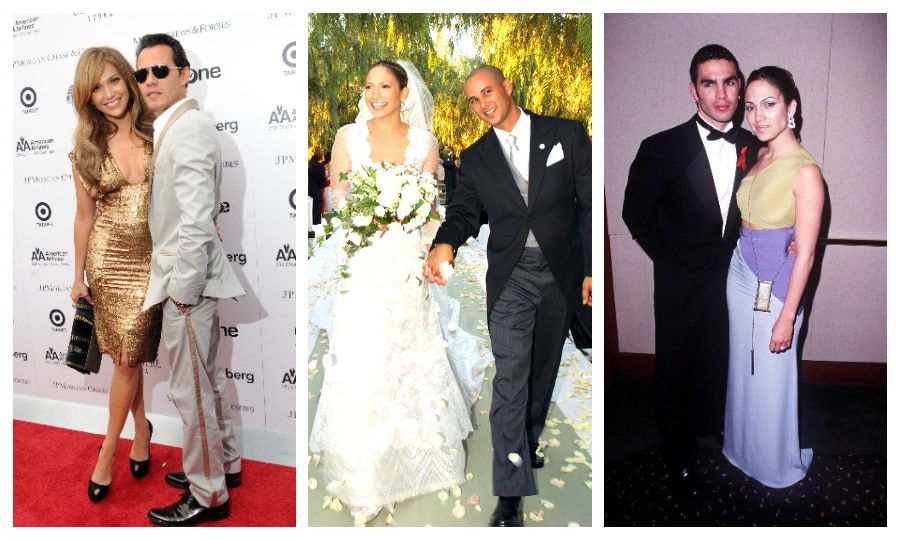 Jennifer Lopez was previously married to Marc Anthony (left), Cris Judd (center), and Ojani Noa (right)