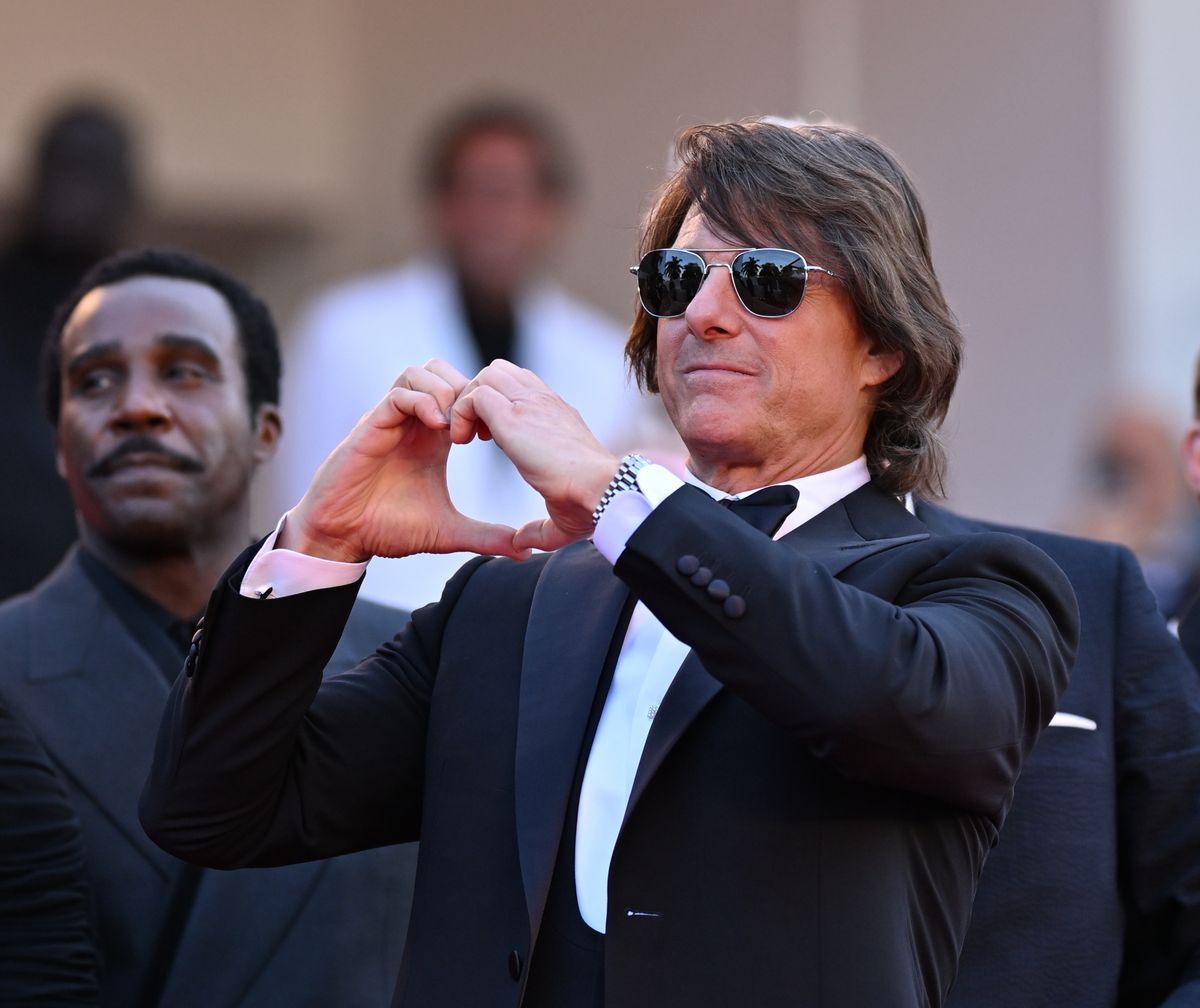 U.S. actor and producer Tom Cruise gestures as he arrives for the screening of the film 'Mission: Impossible - The Final Reckoning' at the 78th edition of the Cannes Film Festival in Cannes, France on May 14, 2025. (Photo by Mustafa Yalcin/Anadolu via Getty Images)
