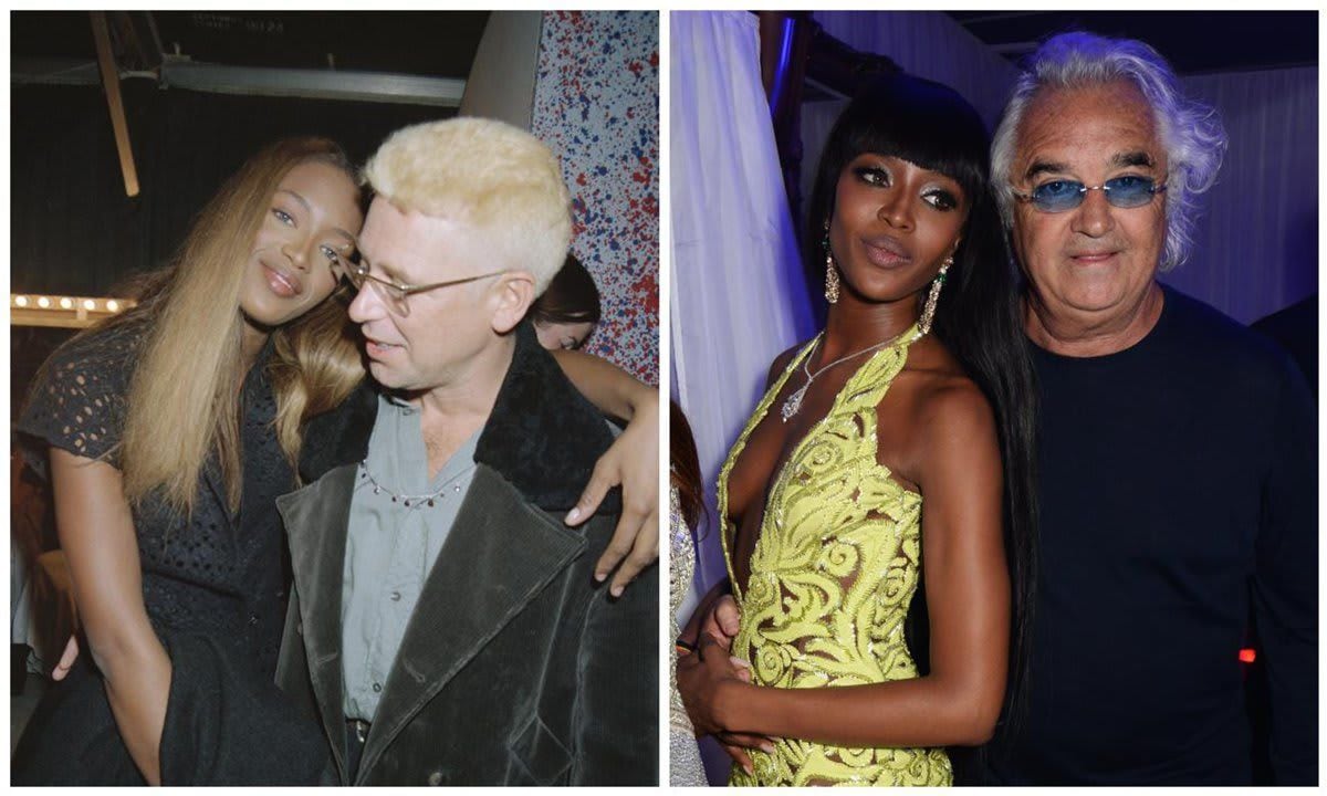 Naomi Campbell with Adam Clayton and Flavio Briatore