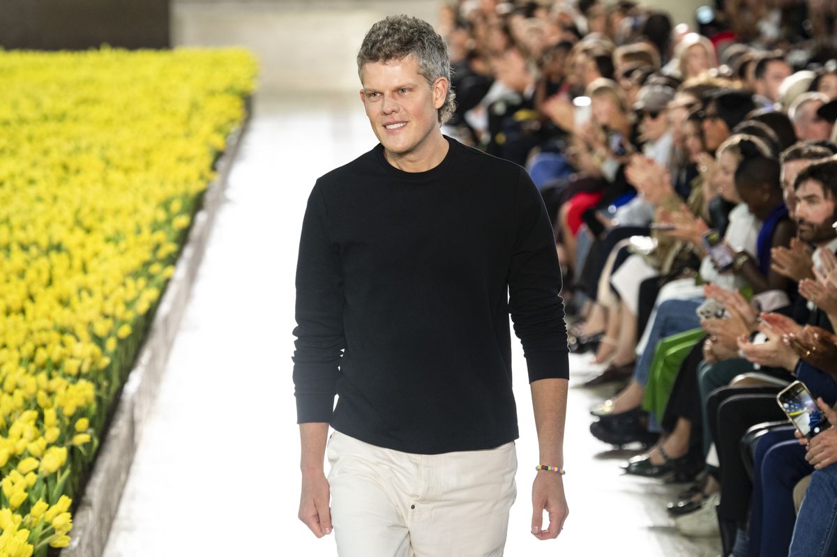 Fashion designer Wes Gordon walks the runway during the Carolina Herrera Ready to Wear Spring/Summer 2027 fashion show