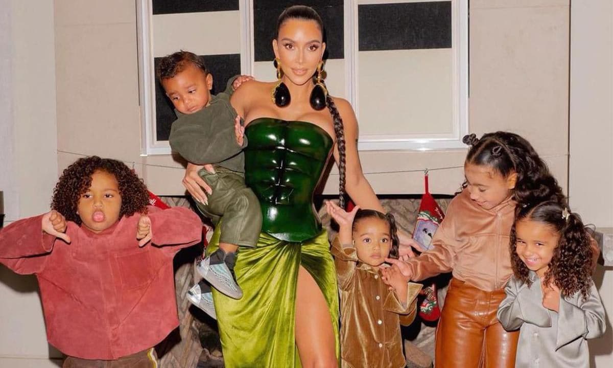Kim Kardashian and her kids take a family photo