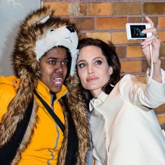 Angelina Jolie took a moment to snap a selfie with Techne