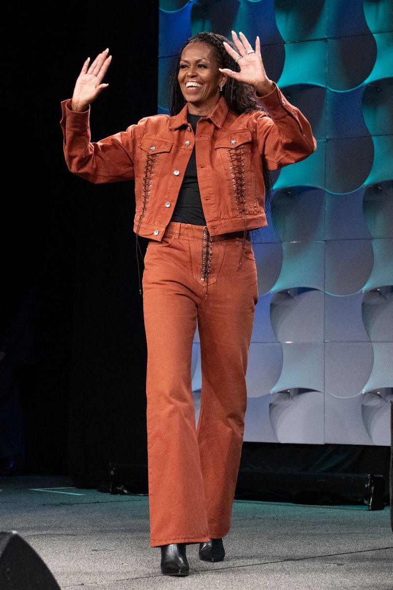 Former US First Lady Michelle Obama arrives to speak at the 2025 SXSW Conference and Festival in the Austin Convention Center on March 13, 2025, in Austin, Texas. (Photo by SUZANNE CORDEIRO / AFP) (Photo by SUZANNE CORDEIRO/AFP via Getty Images)