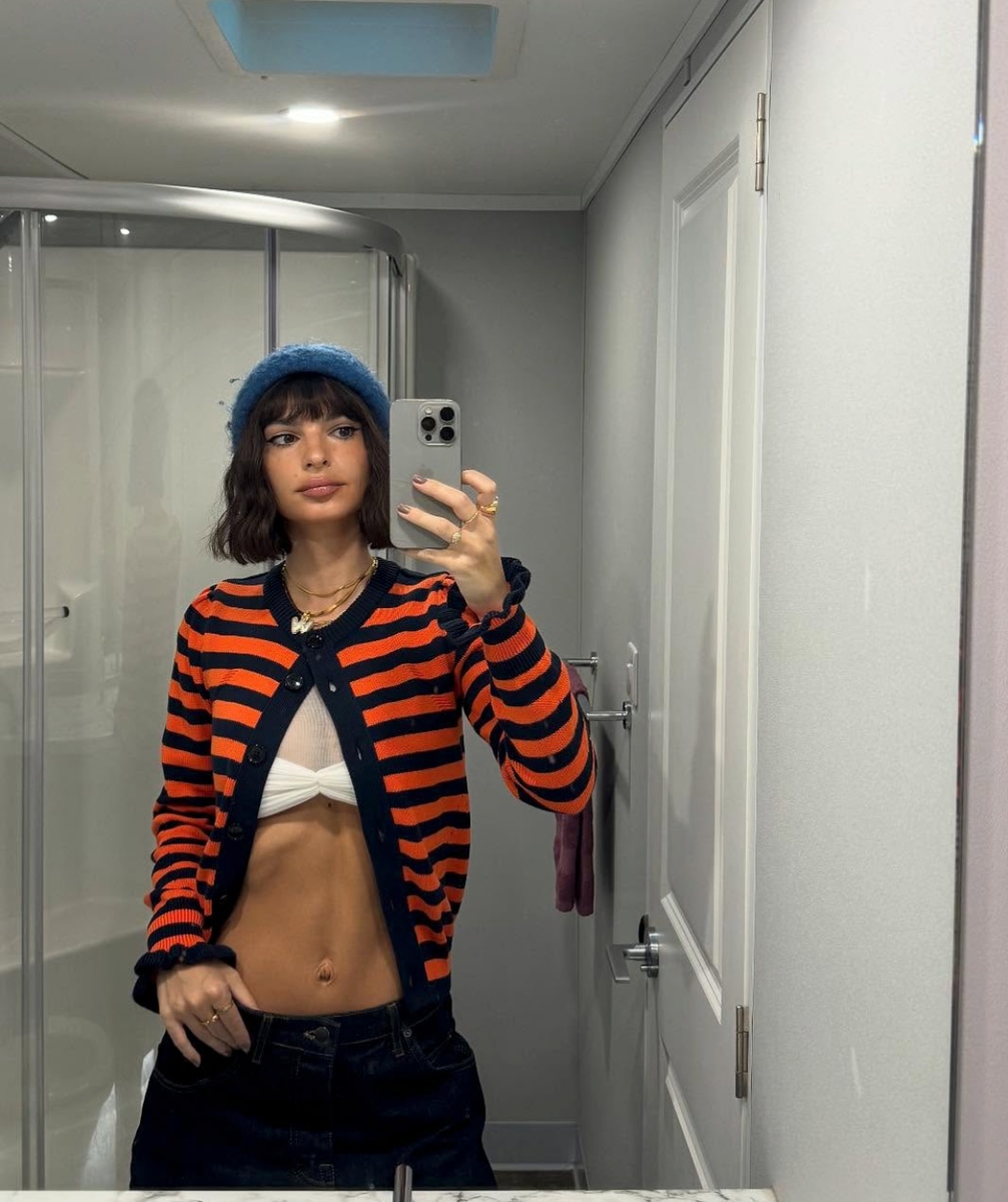 Emily Ratajkowski on the set of her latest Netflix project, 'Too Much.'
