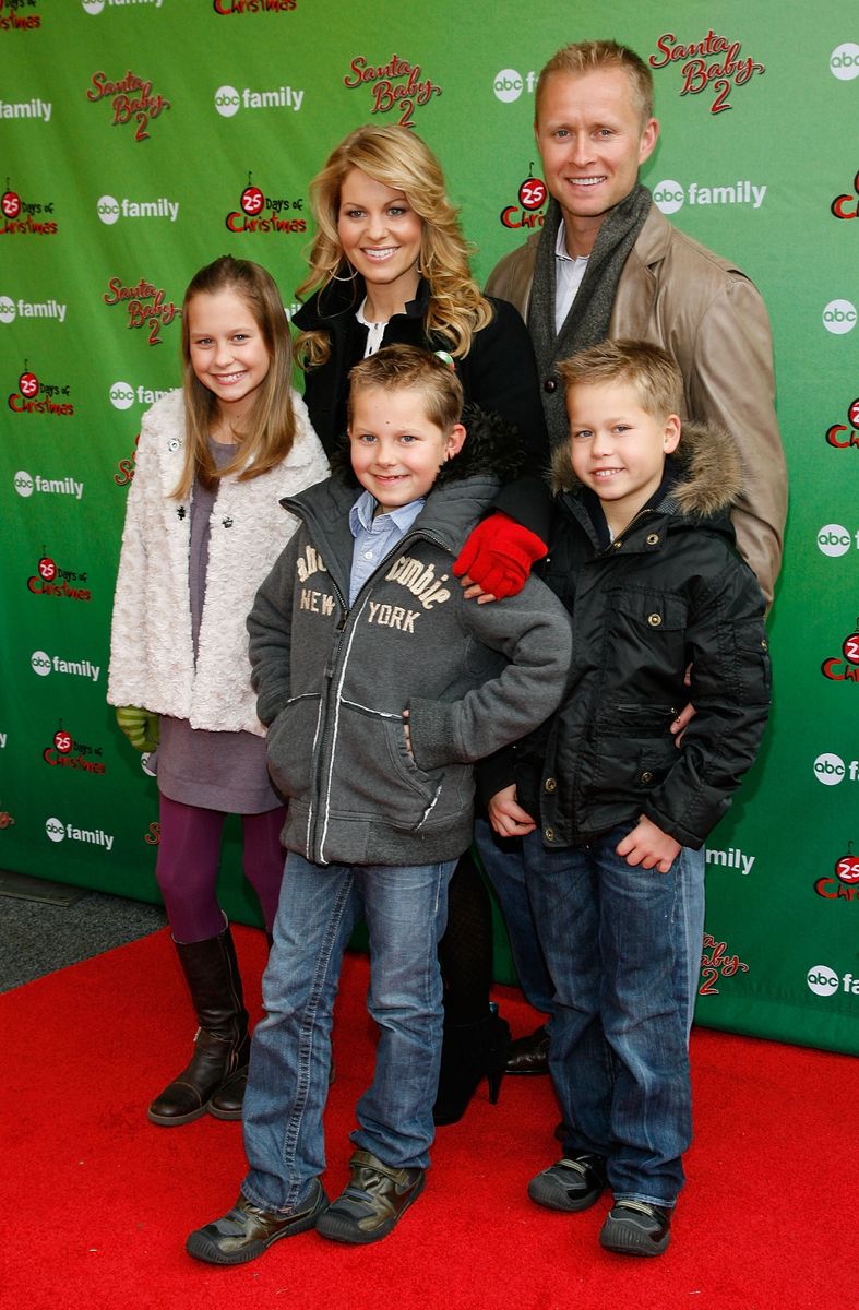 Actress Candace Cameron Bure and her husband Valeri Bure and children Natasha, Lev and Maksim on December 7, 2009