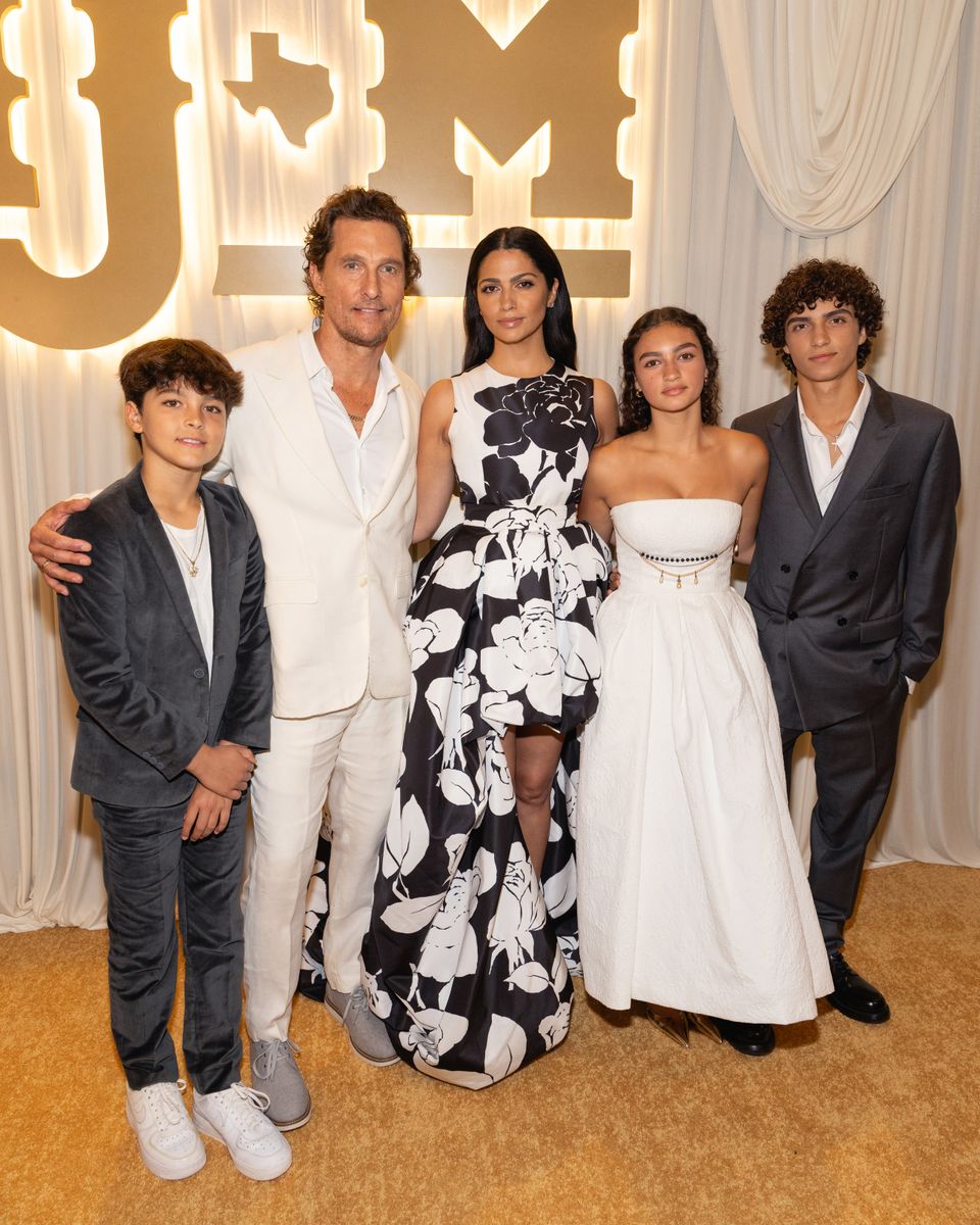 (L-R) Livingston McConaughey, Matthew McConaughey, Camila Alves McConaughey, Vida McConaughey, and Levi McConaughey attend the 13th Annual Mack, Jack & McConaughey Gala at ACL Live on April 24, 2025 in Austin, Texas. (Photo by Rick Kern/FilmMagic)