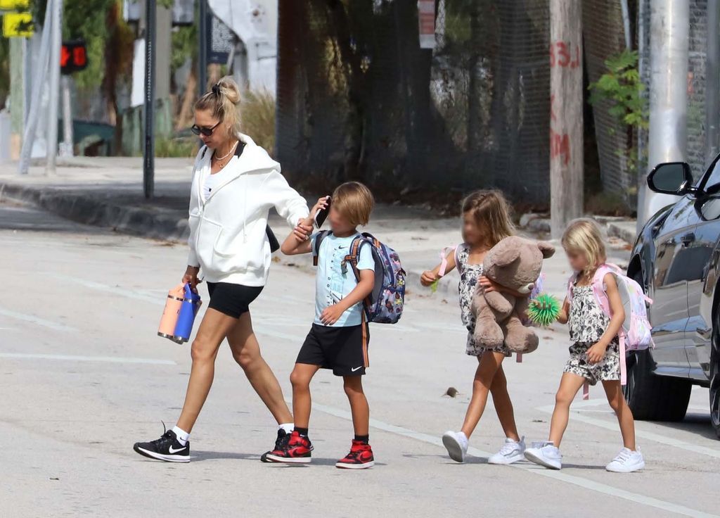 The former tennis player was seen in a comfortable look, just like her children.