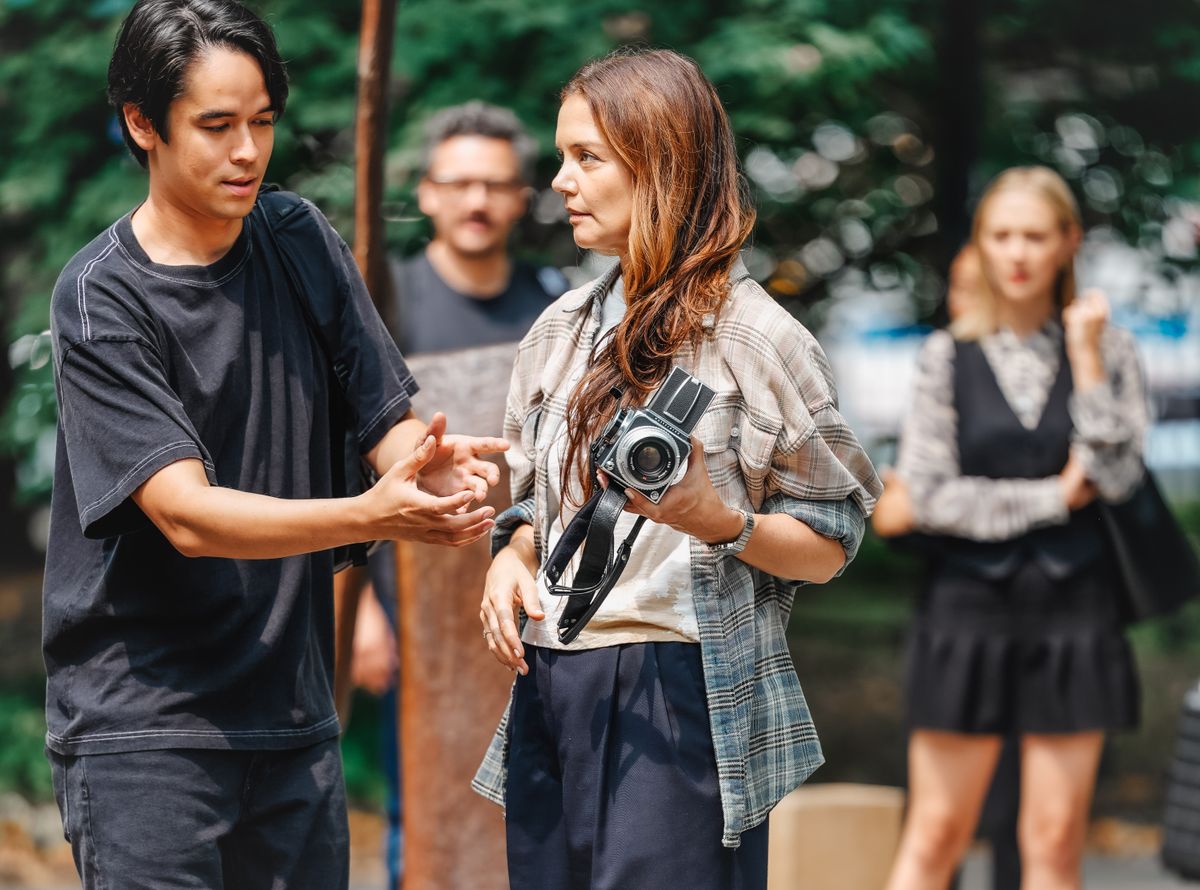 Katie Holmes is seen on the set of 'Happy Hours'