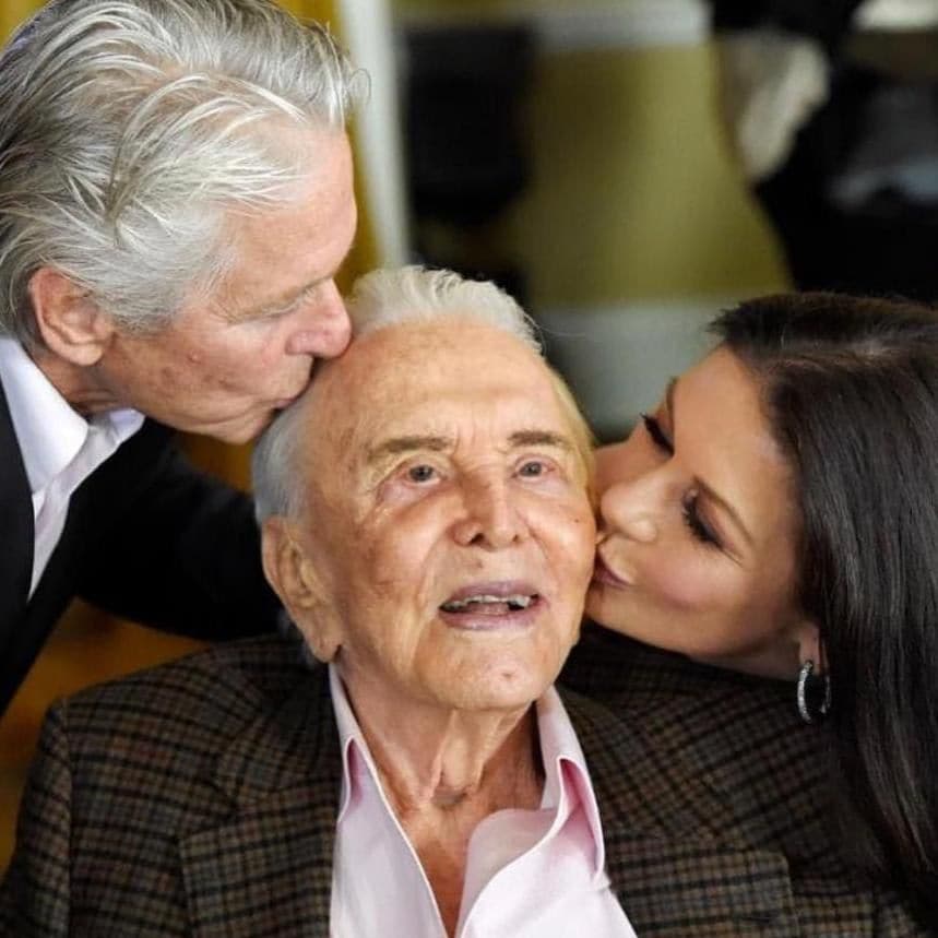 Michael Douglas, Kirk Douglas and Catherine Zeta Jones together