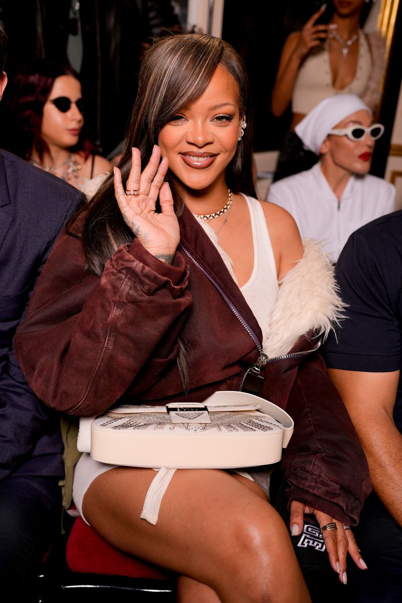 Rihanna at the AWGE fashion show during Paris Fashion Week Menswear Spring/Summer 2025 held at HÃ´tel de Maisons on June 21, 2024 in Paris, France. (Photo by Swan Gallet/WWD via Getty Images)