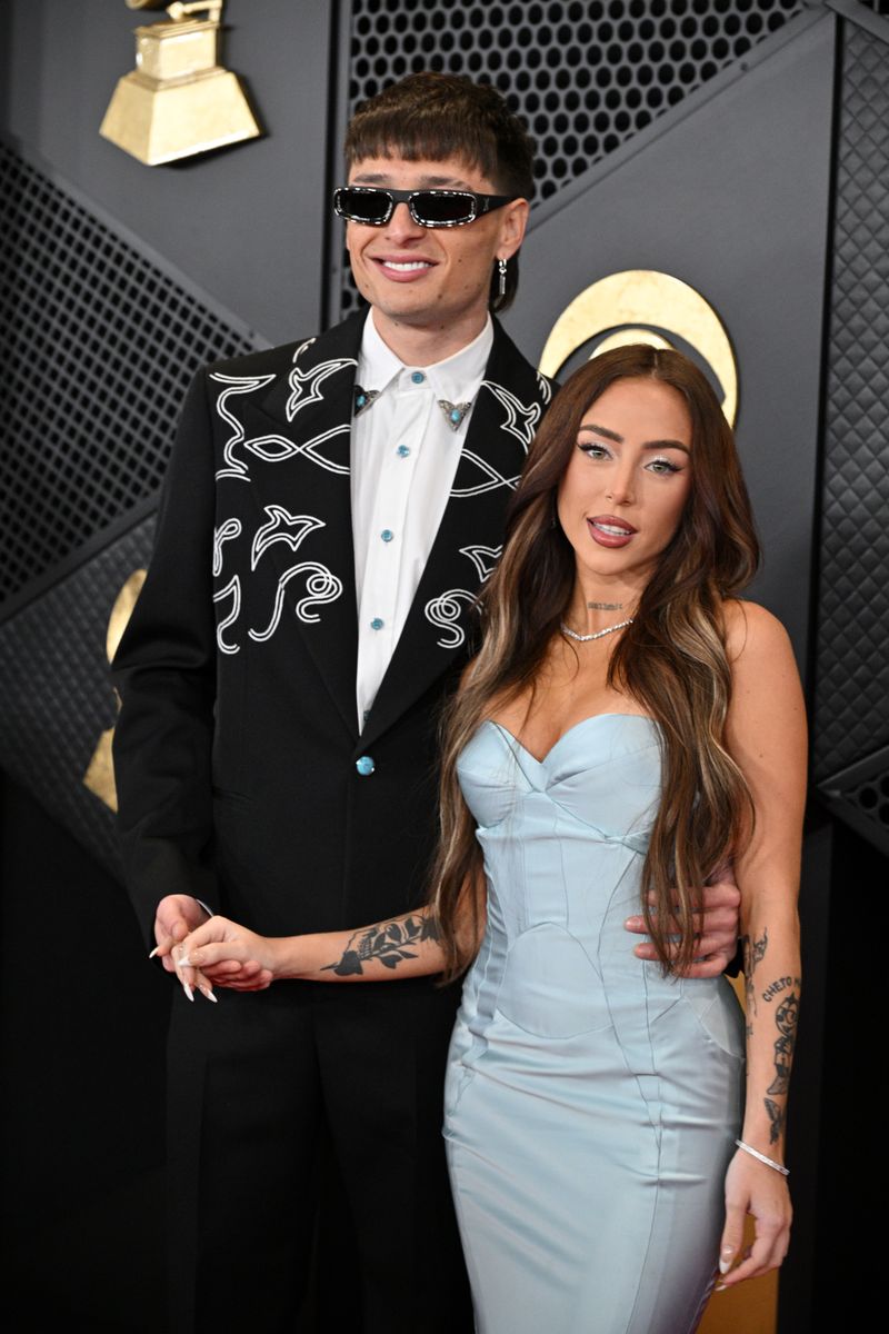 Peso Pluma and Nicki Nicole attend the 66th GRAMMY Awards at Crypto.co