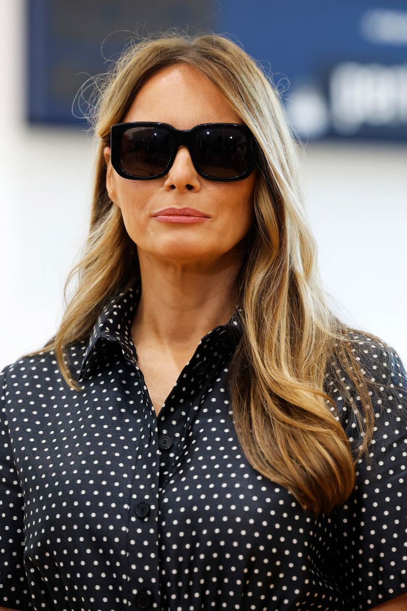Melania Trump's large sunglasses remain a striking emblem of Melania’s signature aesthetic.