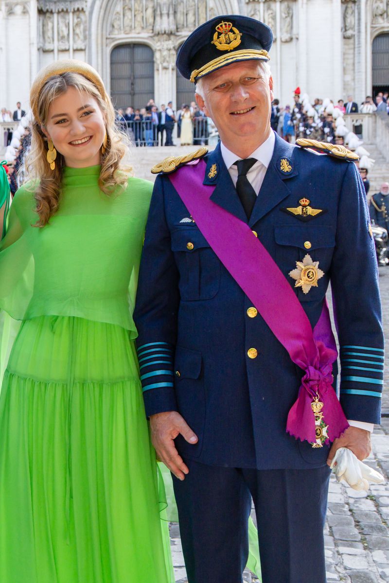 Princess Elisabeth (pictured with her father King Philippe in July 2025) is first in line to the Belgian throne
