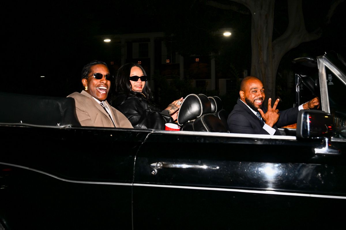 LOS ANGELES, CA - OCTOBER 03: ASAP Rocky and Rihanna are seen on October 03, 2025 in Los Angeles, California.  (Photo by DUTCH/Bauer-Griffin/GC Images)