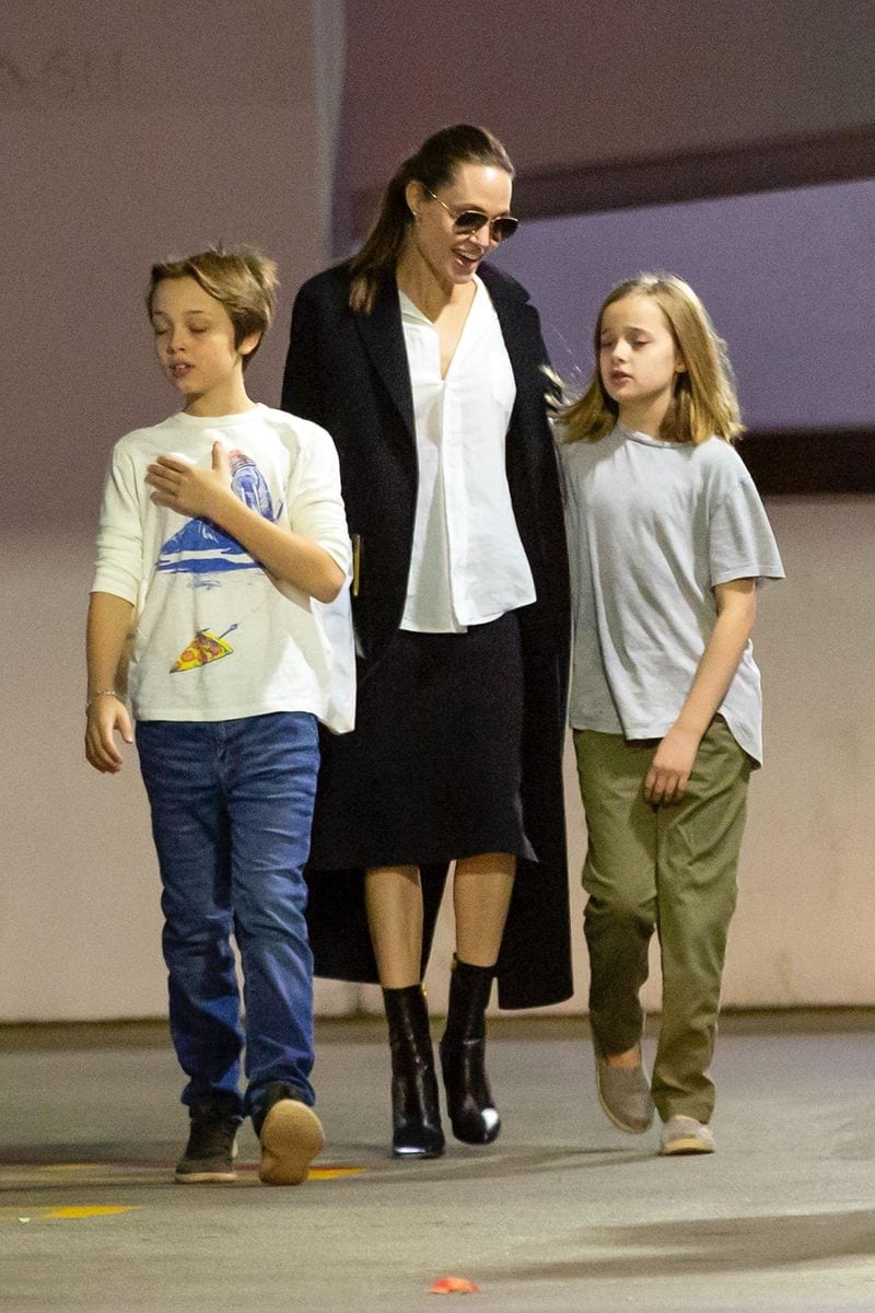 Angelina Jolie  shopping with her kids Knox and Vivienne at the Glendale Mall in Glendale.