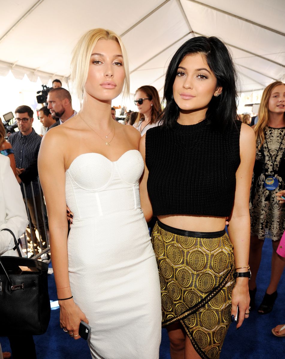 Hailey Baldwin (L) and TV personality Kylie Jenner attend FOX's 2014 Teen Choice Awards at The Shrine Auditorium on August 10, 2014 in Los Angeles, California.  (Photo by Kevin Mazur/WireImage)