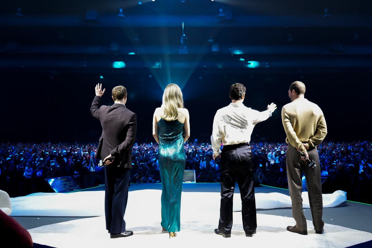 Joseph Quinn, Vanessa Kirby, Pedro Pascal and Ebon Moss-Bachrach attends the 2025 CCXP Mexico 