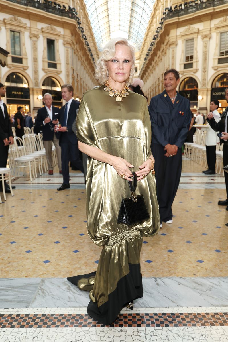 Pamela Anderson attends Vogue World: Milano 2026 at Galleria Vittorio Emanuele II on September 22, 2026 in Milan, Italy. 