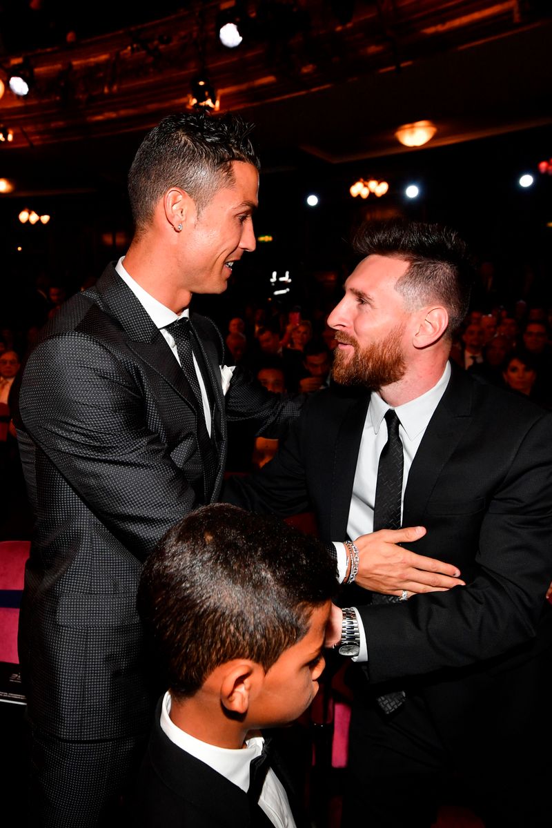 Nominees for the Best FIFA football player, Barcelona and Argentina forward Lionel Messi (R) and Real Madrid and Portugal forward Cristiano Ronaldo (L)