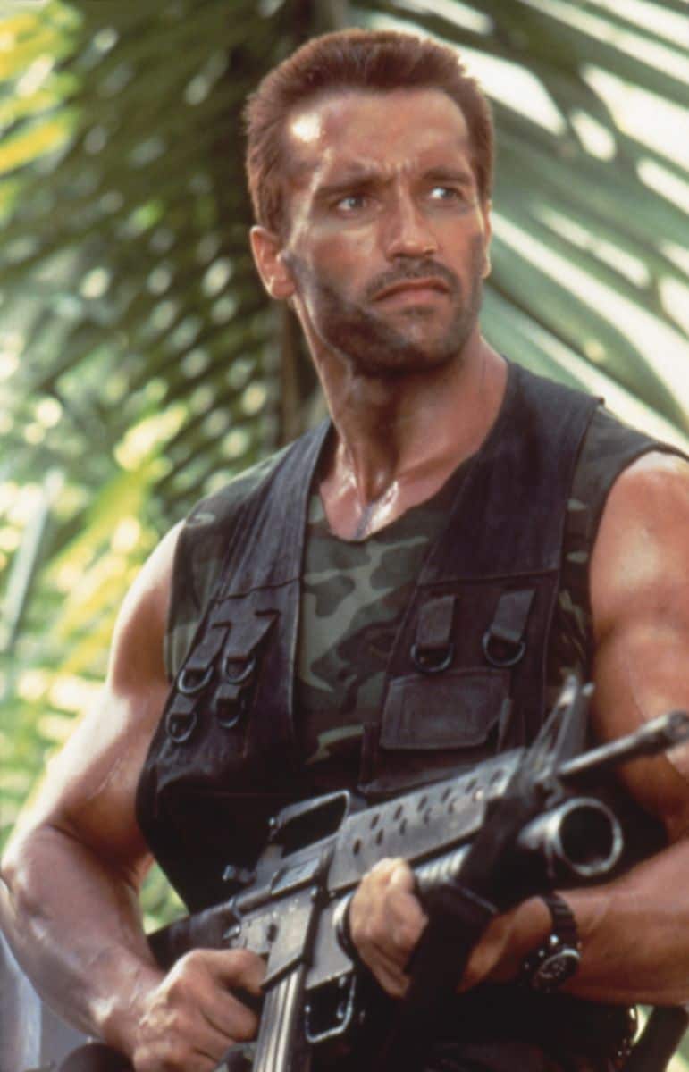 Arnold Schwarzenegger on the set of "Predator". 