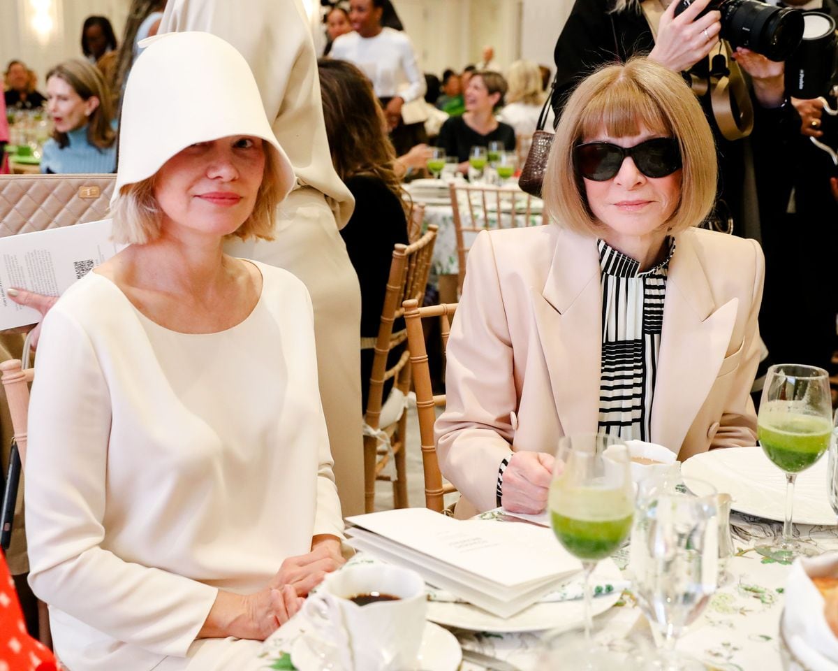 Pamela Anderson and Anna Wintour at the Tory Burch Foundation Honors Martha Stewart at 2025 Founders Breakfast