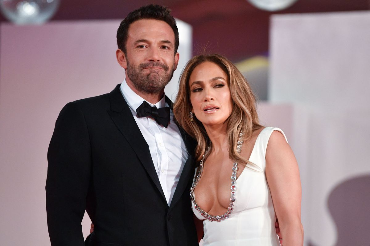 US actor Ben Affleck and US actress and singer Jennifer Lopez arrive for the screening of the film "The Last Duel" presented out of competition on September 10, 2021 during the 78th Venice Film Festival at Venice Lido. 