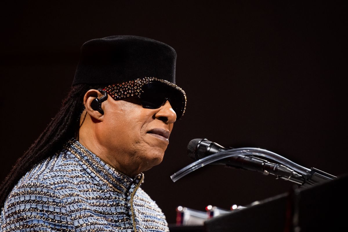 US singer, songwriter and musician Stevie Wonder performs on stage at the Accor Arena venue in Paris on October 15, 2026. (Photo by Anna KURTH / AFP via Getty Images) / RESTRICTED TO EDITORIAL USE