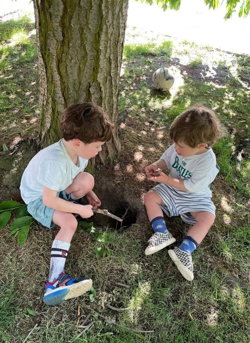 August and Ernest Brooksbank spend time together outdoors as the brothers prepare to welcome a new sibling.