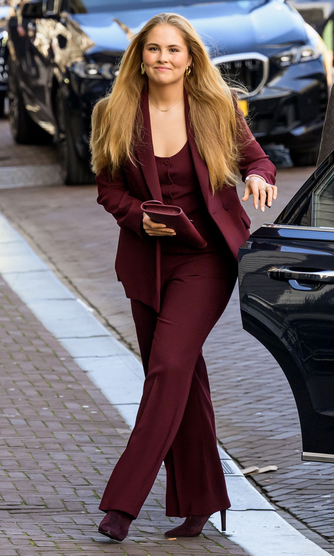 Princess Amalia of Netherlands arrives at Amsterdam Mayor's official residence for a brunch during a two-day visit to Amsterdam.
