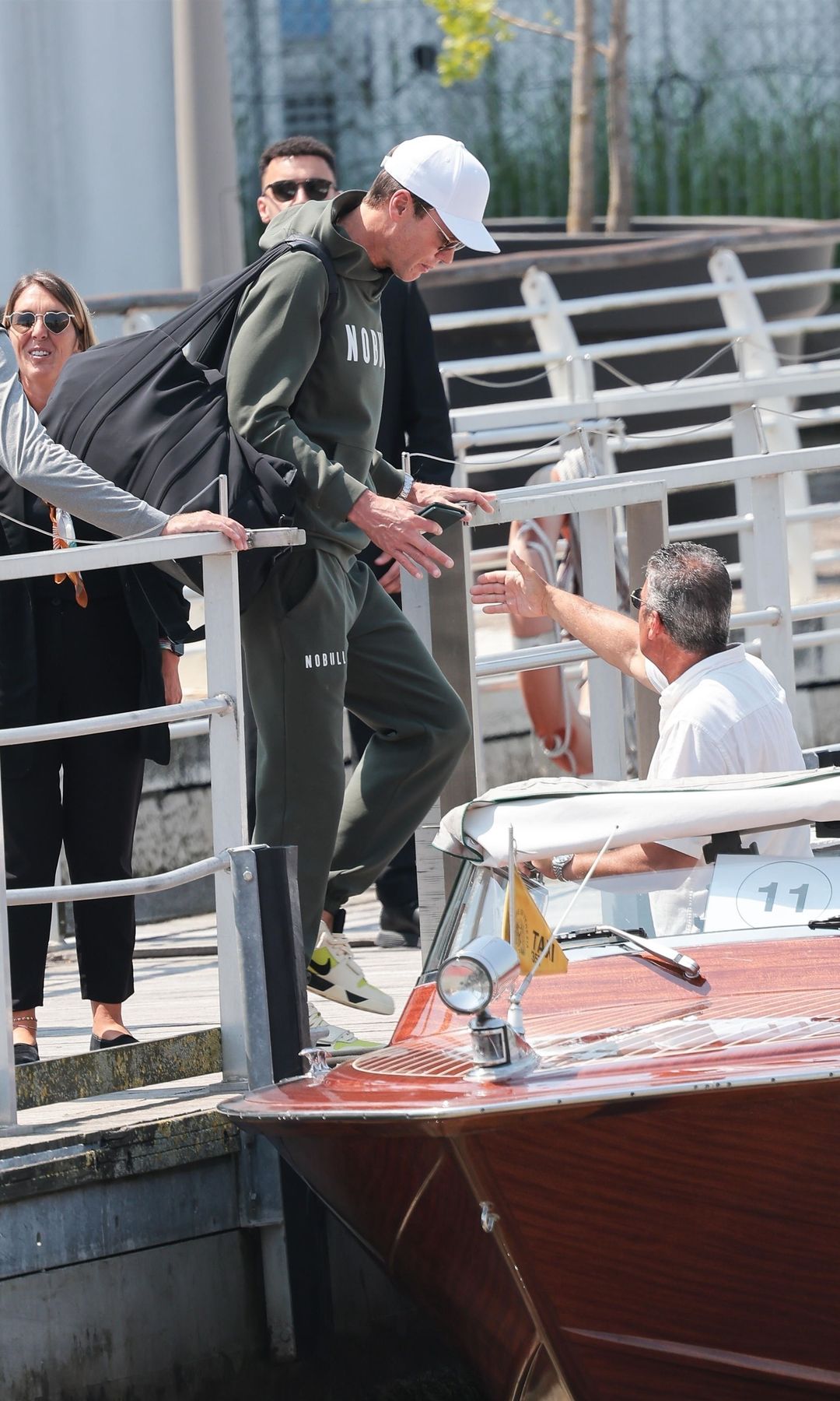NFL legend Tom Brady, who now lives in Miami, is officially in Venice for Jeff Bezos and Lauren Sanchez's wedding