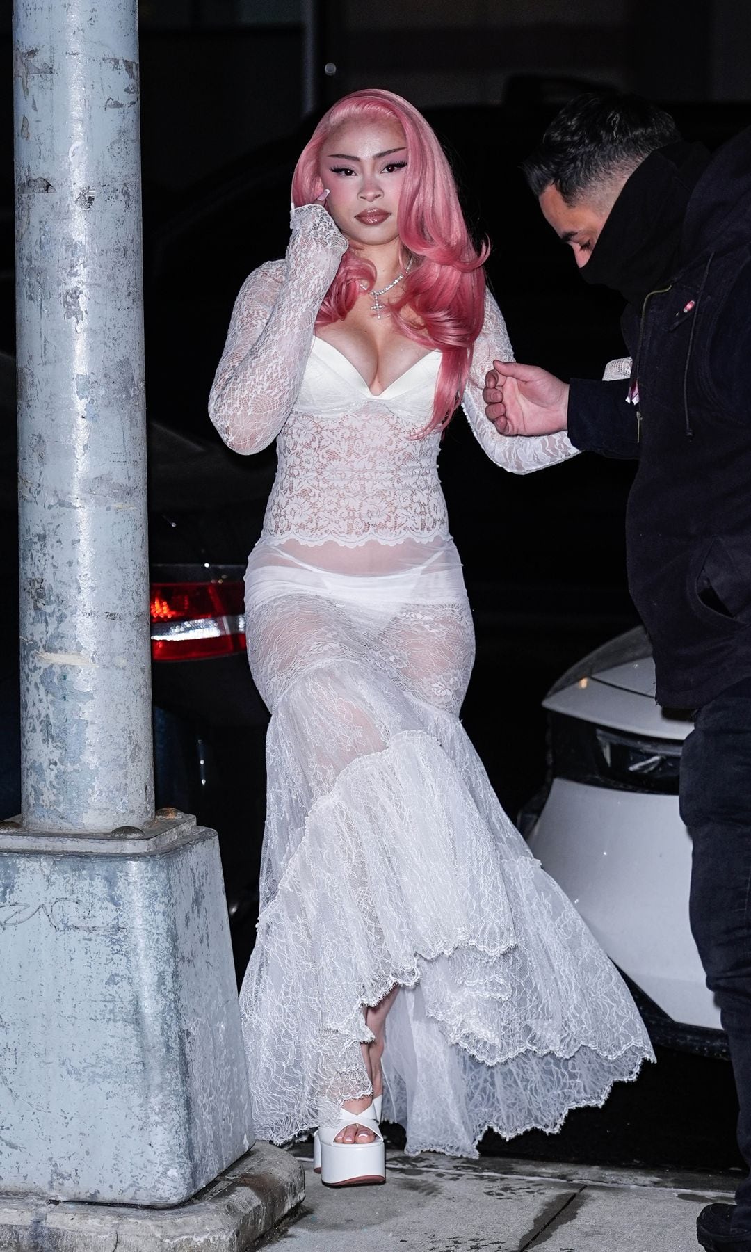 Taylor Swift's BFF Ice Spice wears a bold and lacy see-through dress