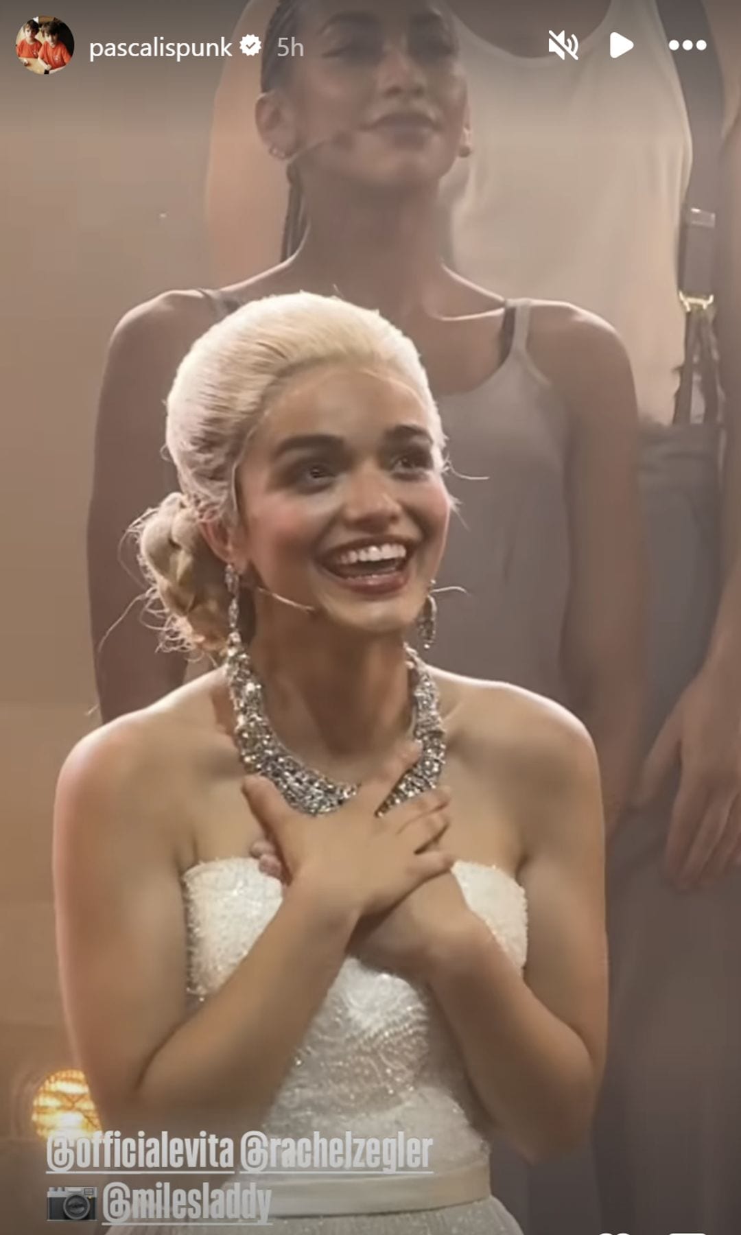 Pascal cheered on Zegler, who's making her debut as Eva Peron in 'Evita'