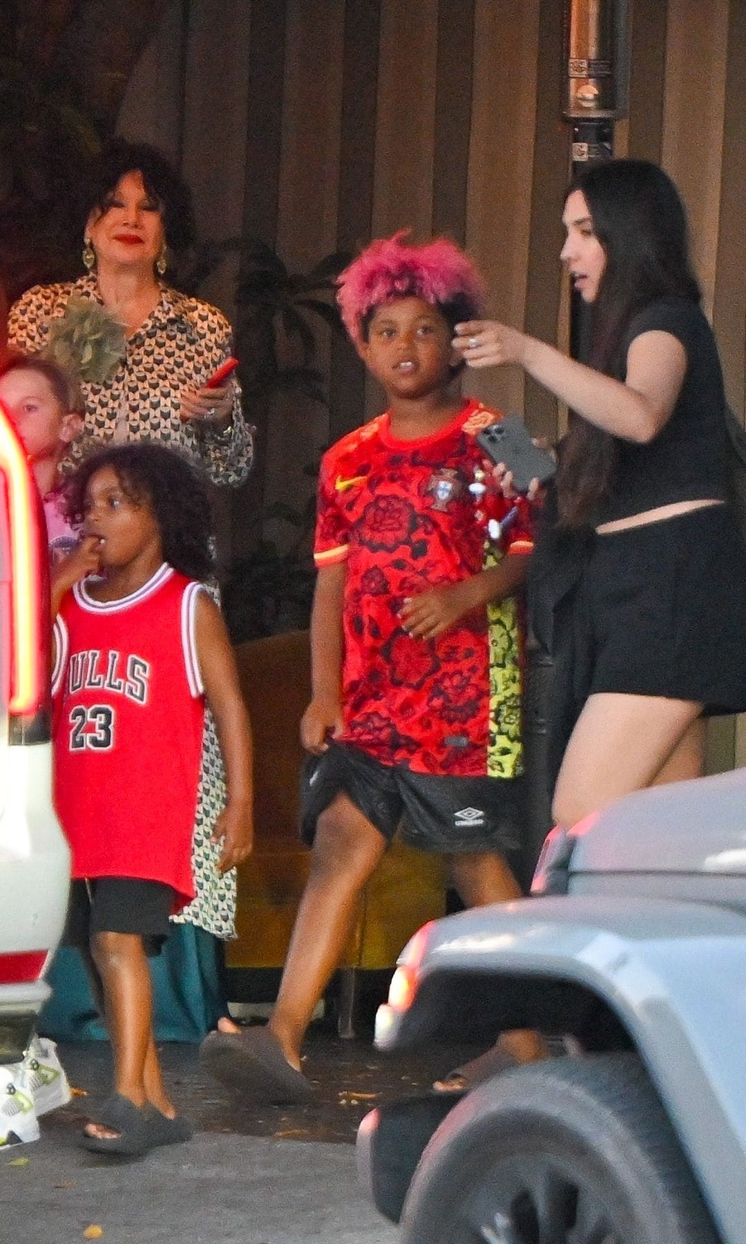 West and Kardashian's sons, Saint and Psalm, dressed sporty for the occasion