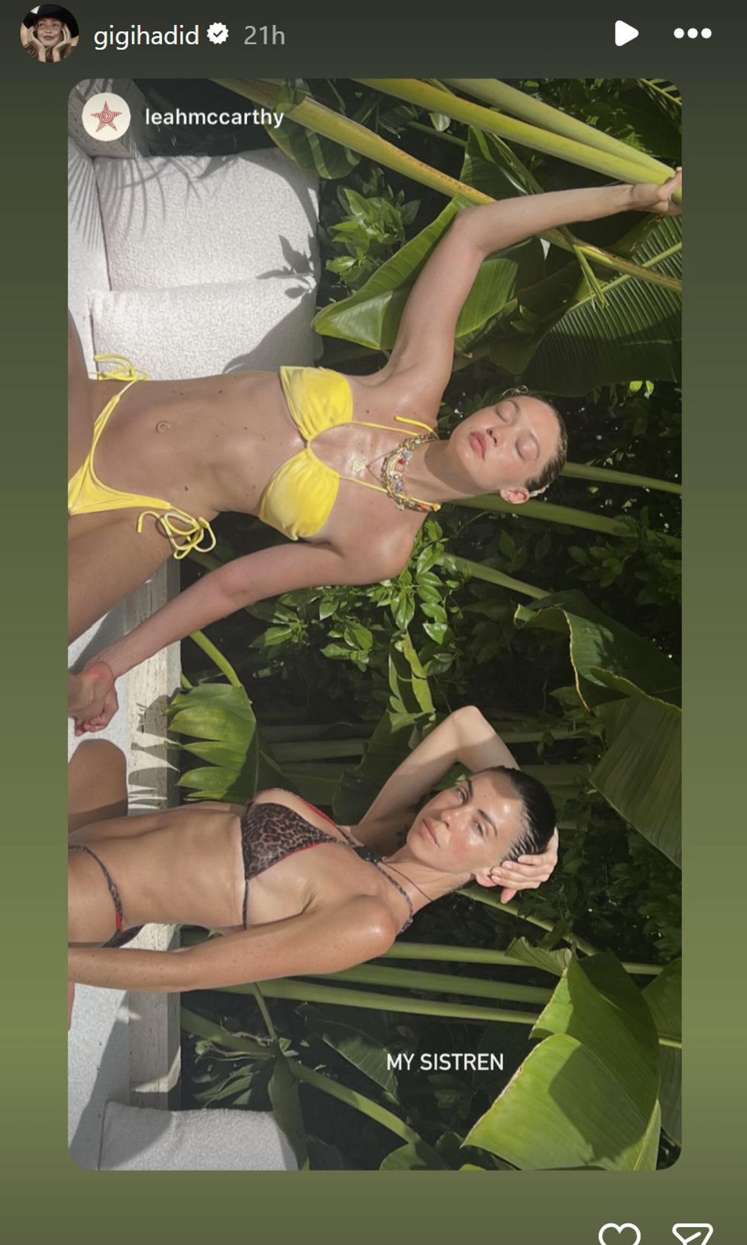 Hadid and her friend enjoying themselves