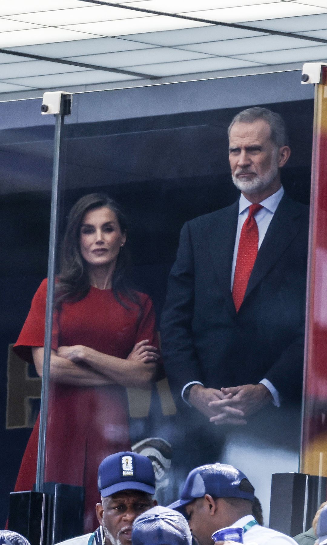 Spanish Queen Letizia, Spanish King Felipe VI during the 2026 FIFA World Cup final between Spain and Argentina
