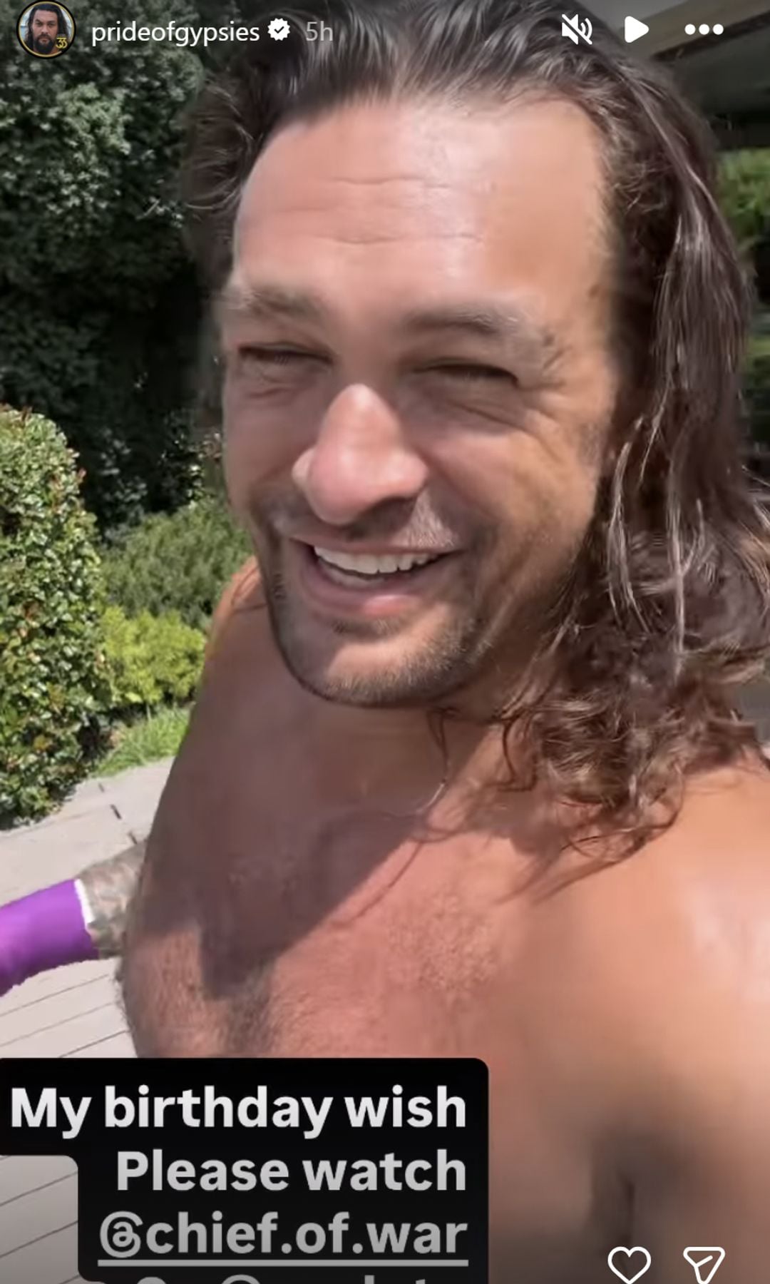 Momoa shared his birthday wish on his social media