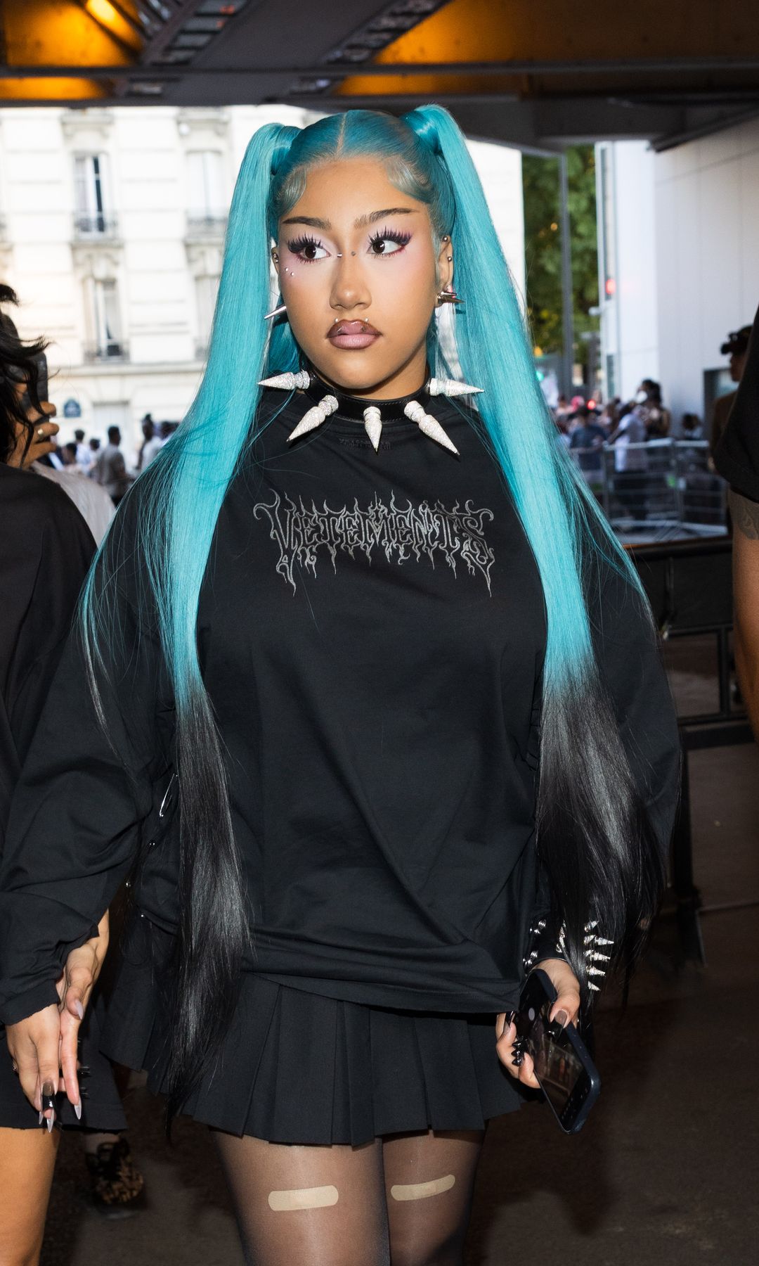 PARIS, FRANCE - JUNE 26: (EDITORIAL USE ONLY - For Non-Editorial use please seek approval from Fashion House) North West attends the Vetements Menswear Spring/Summer 2027 show as part of Paris Fashion Week on June 26, 2026 in Paris, France. (Photo by Arnold Jerocki/Getty Images)